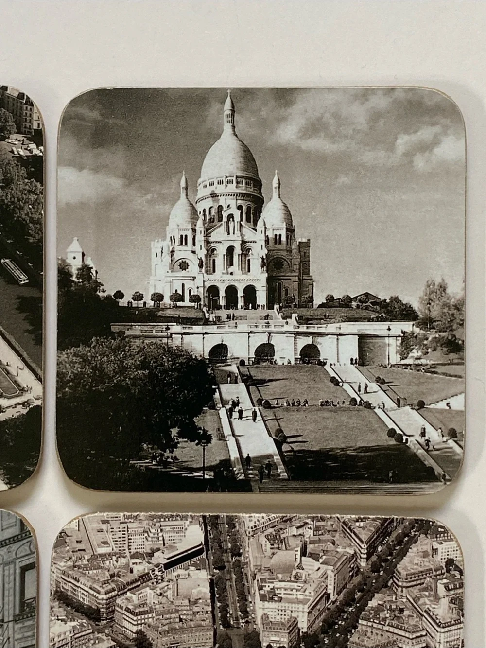 Paris Coasters Scenes France Set Of 6 Cork Back EUC Eiffel Tower Moulin Rouge